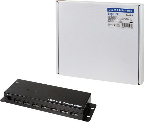Produktbild LogiLink USB 2.0 Hub, 7-Ports, Industrieausführung (USB-A, 7 Ports)