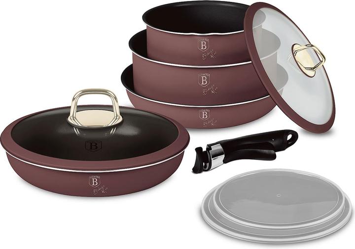 Produktbild BerlingerHaus Design Kochset inkl. Smart Lids, 9-teilig, bordeaux (24 cm, Pfannenset + Topfset, Aluminium)