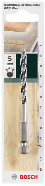 Immagine prodotto DIY Trapano per legno HSS, codolo esagonale da 1/4" D= 5,0 mm L= 97 mm (5,0)