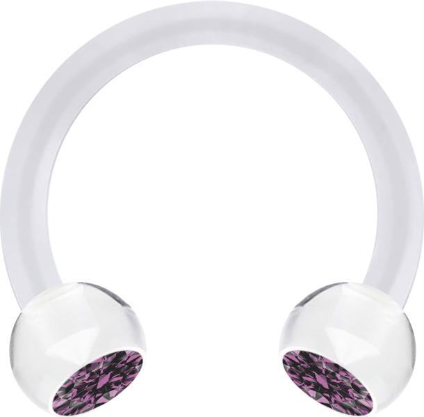 Immagine prodotto Star Piercing Micro Circular Barbell trasparente con due sfere in cristallo viola chiaro (Materiale sintetico, senza ottone)