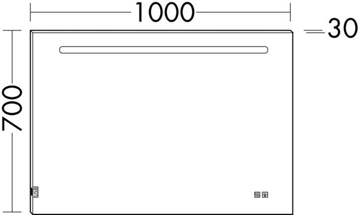 Actual product image burgbad Eqio miroir lumineux avec éclairage LED, 1 interrupteur à capteur, support pour téléphone portable (100 x 70 cm)