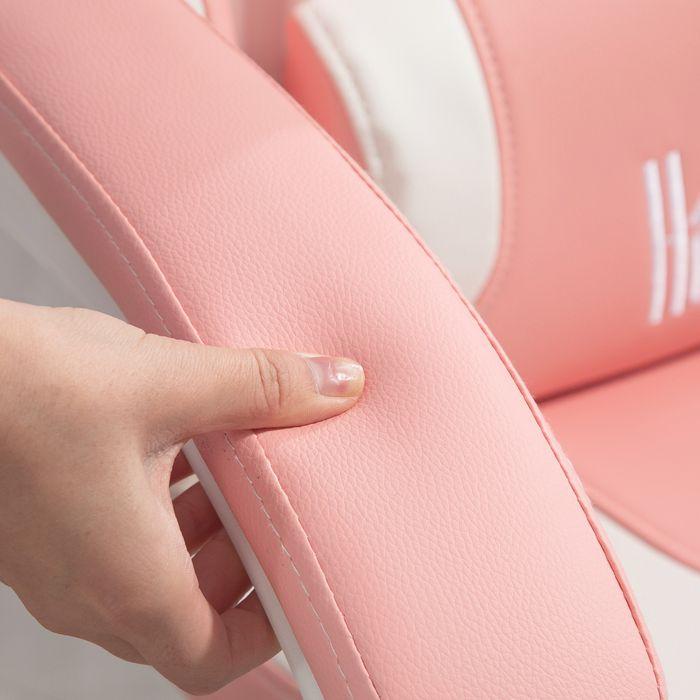 Actual product image Swisshandel24 Gaming Stuhl Ergonomischer Gamer Stuhl mit Lendenwirbelstütze, Fussstütze Rosa