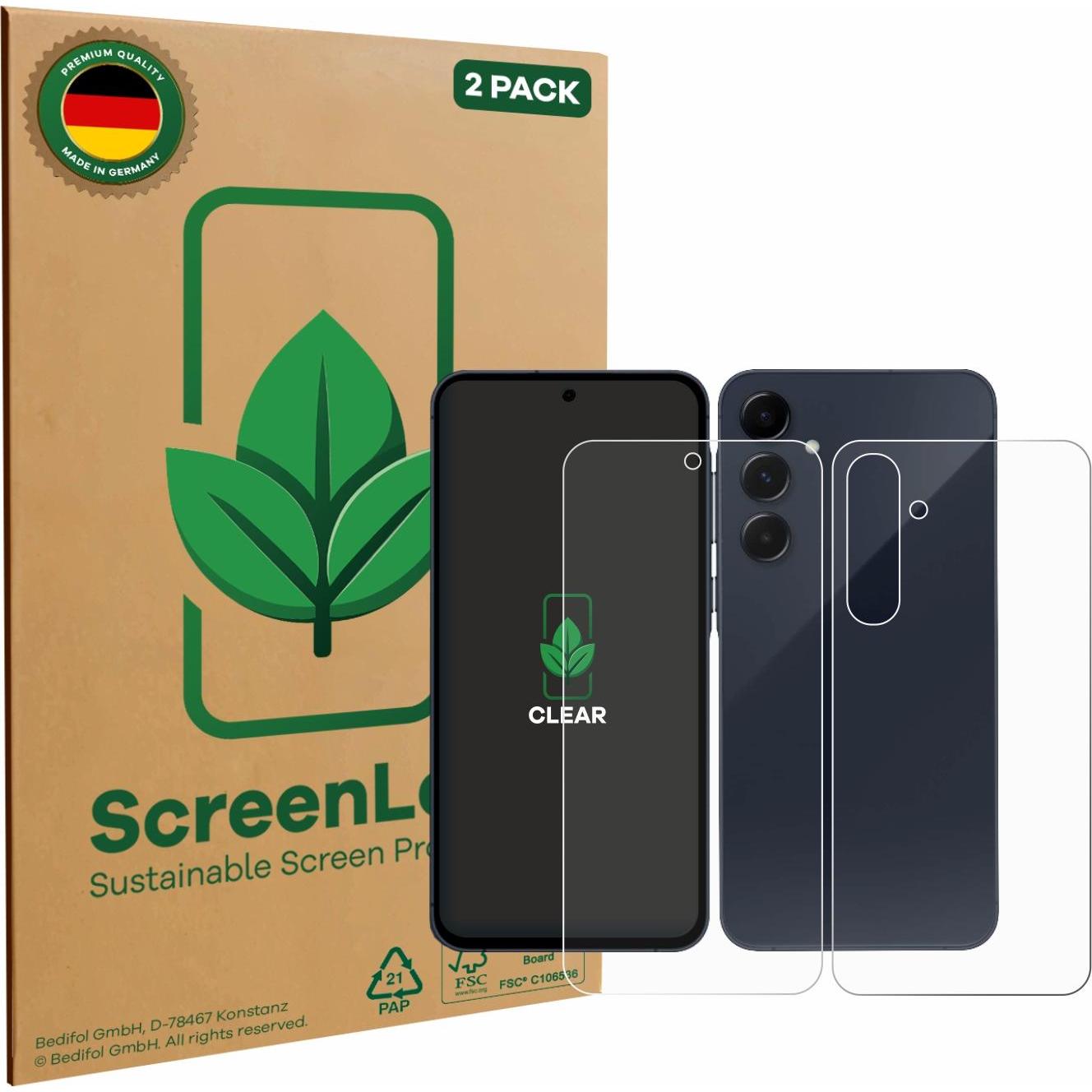 Thumbnail - ScreenLeaf Schutzfolie nachhaltiger Displayschutz Display Schutz Folie Klar Transparent (2 Stück, Samsung Galaxy A55), S...