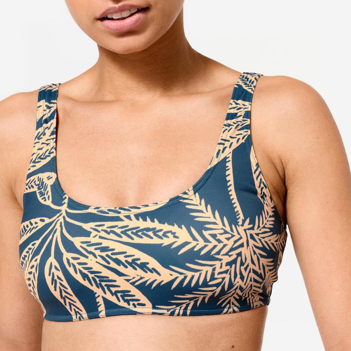 Actual product image Olaian Bikini-Oberteil Damen Bustier Aurely Palmer blau (Frequency band 38 (2600 MHz))
