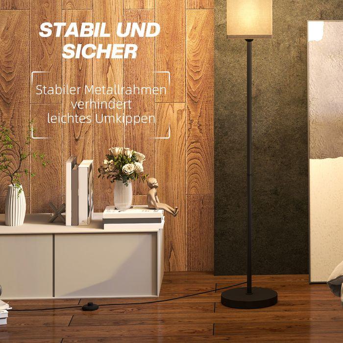 Actual product image Swisshandel24 Moderne Stehlampe mit Kunstleinen-Schirm, Fussschalter, für Wohnzimmer Schwarz (E27)