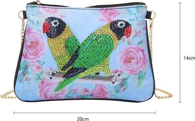 Actual product image Shenzhen Diamond Painting Schultertasche Papageien 20 x 14 cm