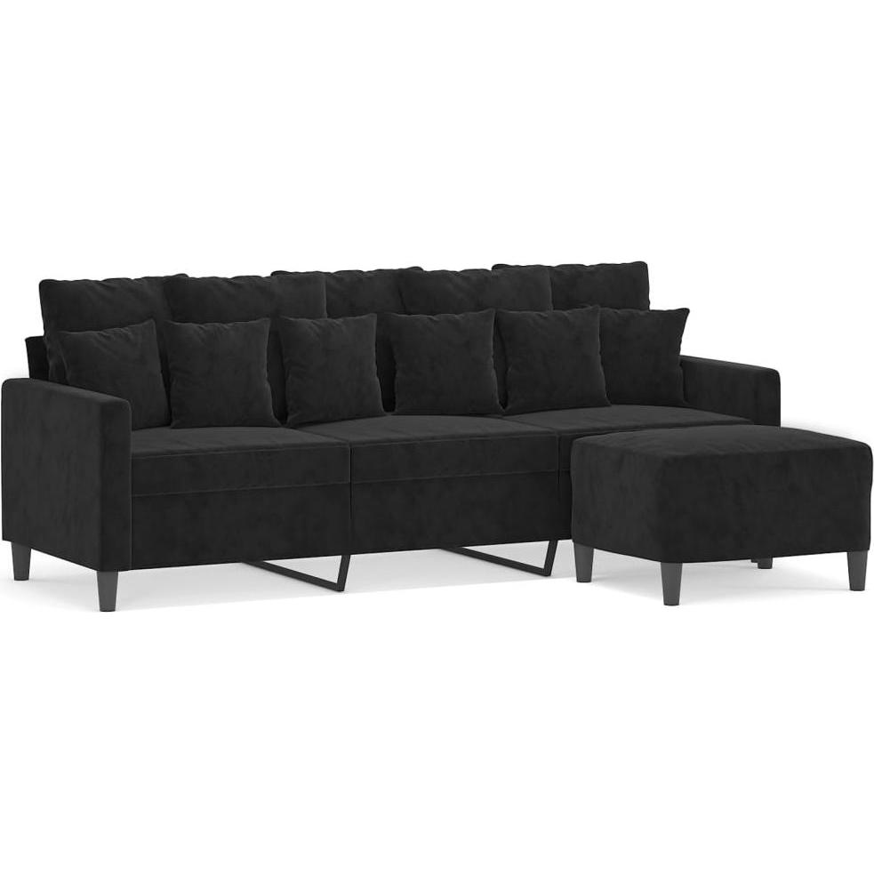 VidaXL, Sofa, 3-Sitzer-Sofa mit Hocker Schwarz 180 cm Samt,Farbe (3-Sitzer)