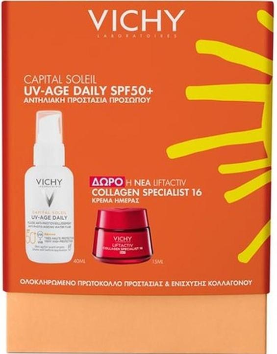 Actual product image Vichy Promo Uv-Age Daily Spf 50+, 40ml & Free Liftactiv Collagen Specialist 16 Day Cream 15ml (Suntan cream, SPF 50+, 55 ml)