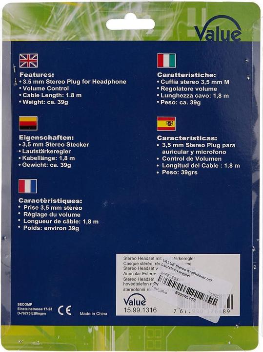 Immagine prodotto Value 15.99.1316 (Cablato)