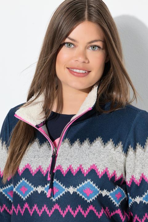 Produktbild Laurasøn Norweger-Strick Fleece Pullover, Troyerkragen, Langarm (56)