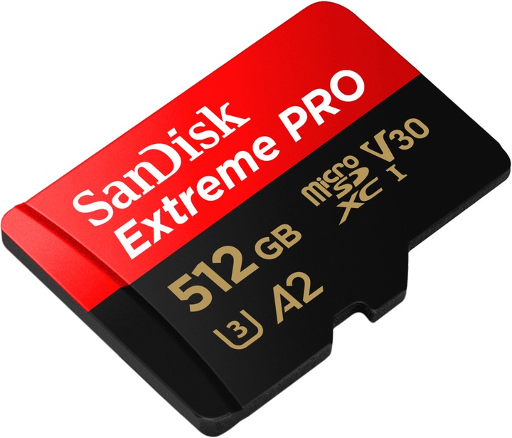 Actual product image SanDisk Extreme PRO UHS-I V30 (512 GB, microSDXC, U3, UHS-I)