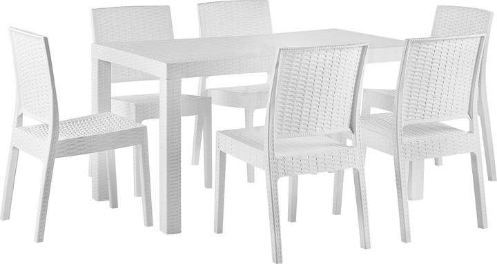 Produktbild Beliani Gartenmöbel Set Rattanoptik weiss 6-Sitzer FOSSANO (80 cm)