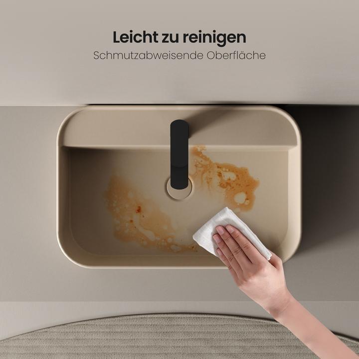 Produktbild Emke Aufsatzwaschbecken, 40 x 60 x 11 cm, Keramik, Rechteck, Abgerundete Ecken R, Mattbeige (600 mm, 24000 mm)