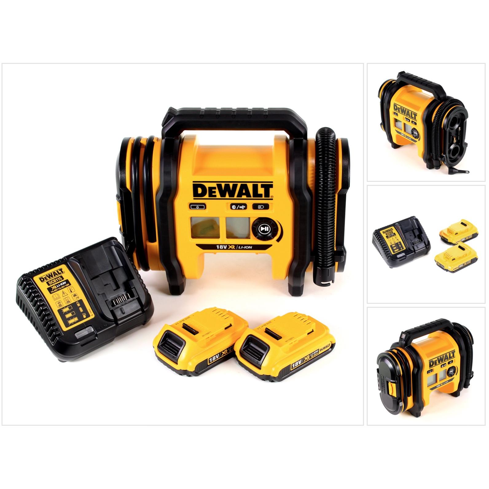 DeWalt, Kompressor, DCC 018 N Akku Luftkompressor 18V 11bar KFZ + 2x Akku 2,0Ah + Ladegerät (11 Bar, 14.70 l)