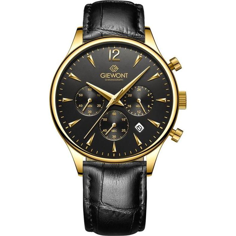 Giewont, Orologio da polso, Zegarek Zegarek Męski Chronograph Sapphire Czarno Złoty GW6310-A4, Oro, Nero, (Cronografo)