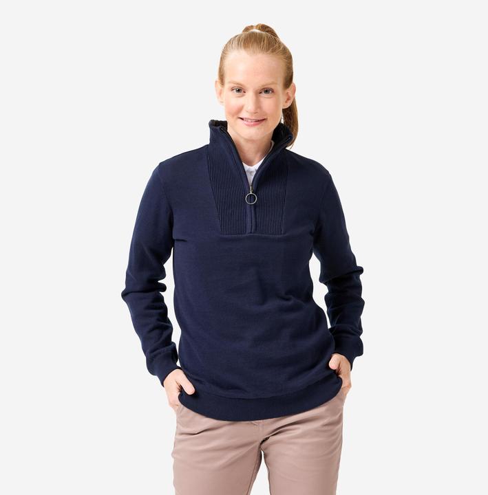 Image du produit Inesis Pull de golf coupe-vent col montant zippé Femme, MW500 bleu marine (M)