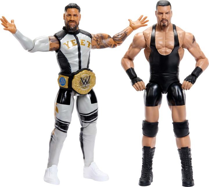 Actual product image Mattel WWE Main Event Showdown Bron Breakker vs Jey Uso Action Figures Set, Series #25, 6-inch Collectibles