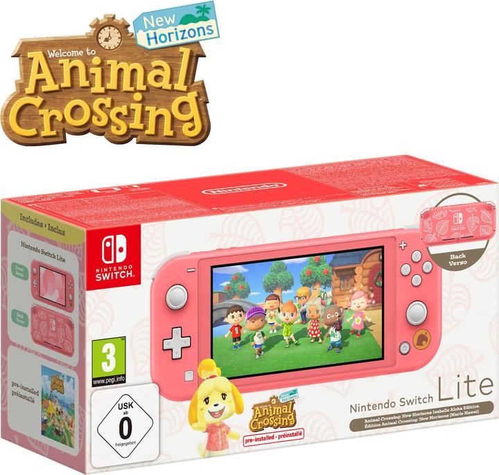 Actual product image Nintendo Switch Lite Animal Crossing: New Horizons Isabelle Aloha Edition