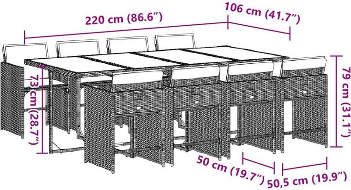 Actual product image vidaXL Garten Essgruppe (220 x 106 x 73 cm)