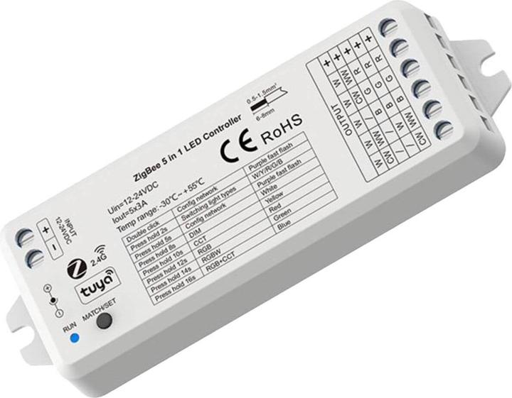 Isoled Sys-Pro + Zigbee 3.0 radio 1-5 channel PWM dimmer, 12-24V DC 5x3A