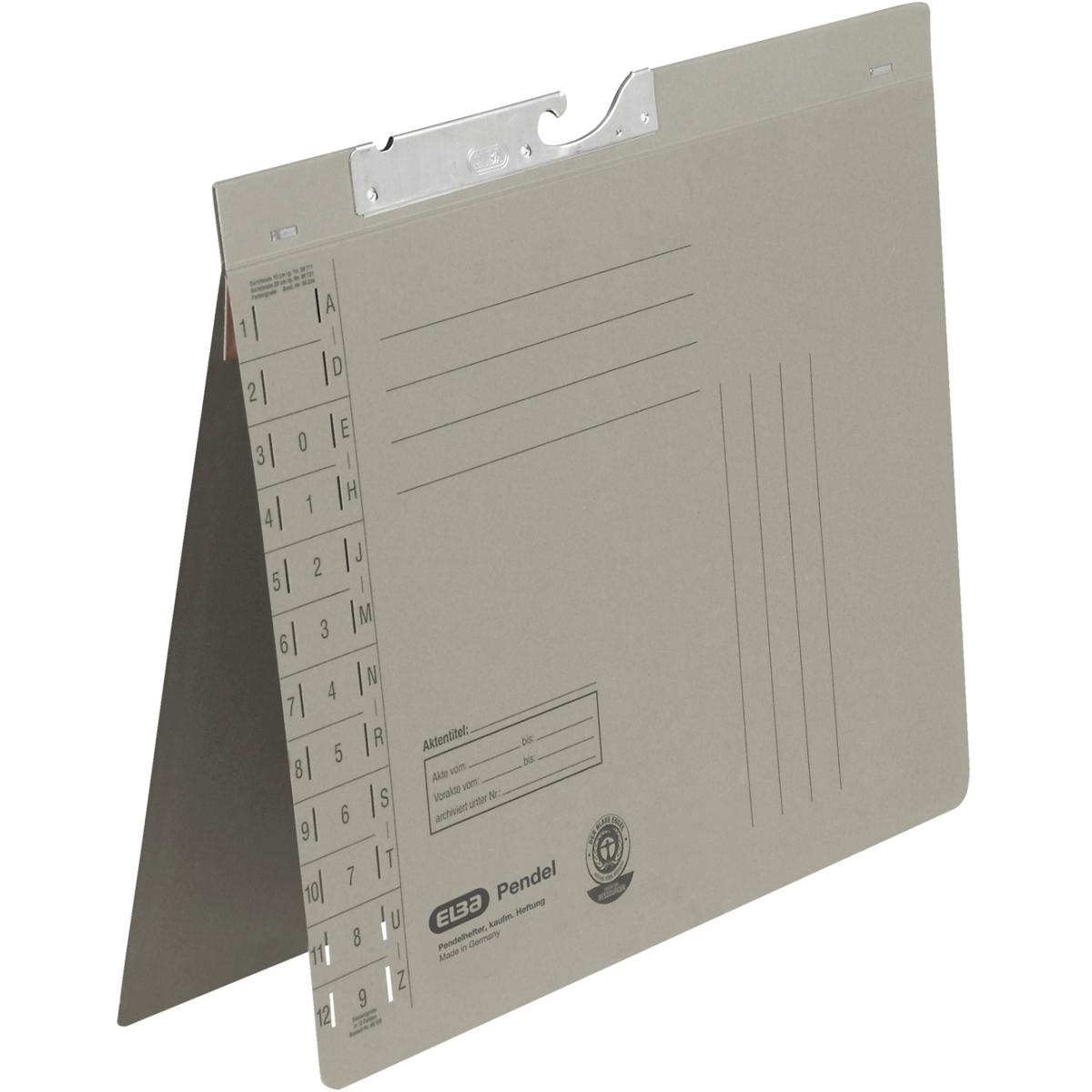 Elba, Mappe, Pendelhefter, DIN A4, Manilakarton, 250 g-qm, grau (A4, 50 x)