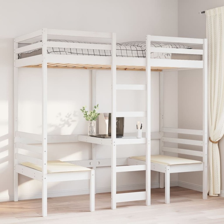 Image du produit VidaXL Lit superposé avec bureau & chaises (90 x 190 cm)