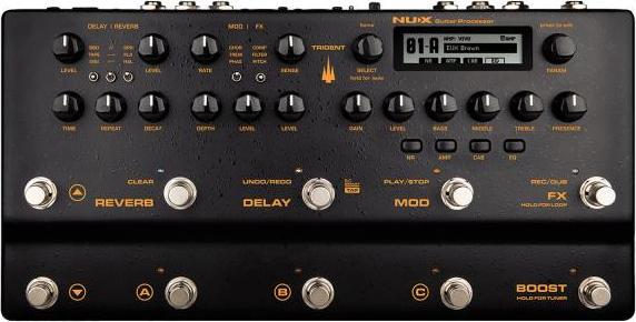 NUX Trident multi-effects unit with jack cable (Delay (echo), Phaser, Chorus, Booster, Reverb (reverb))