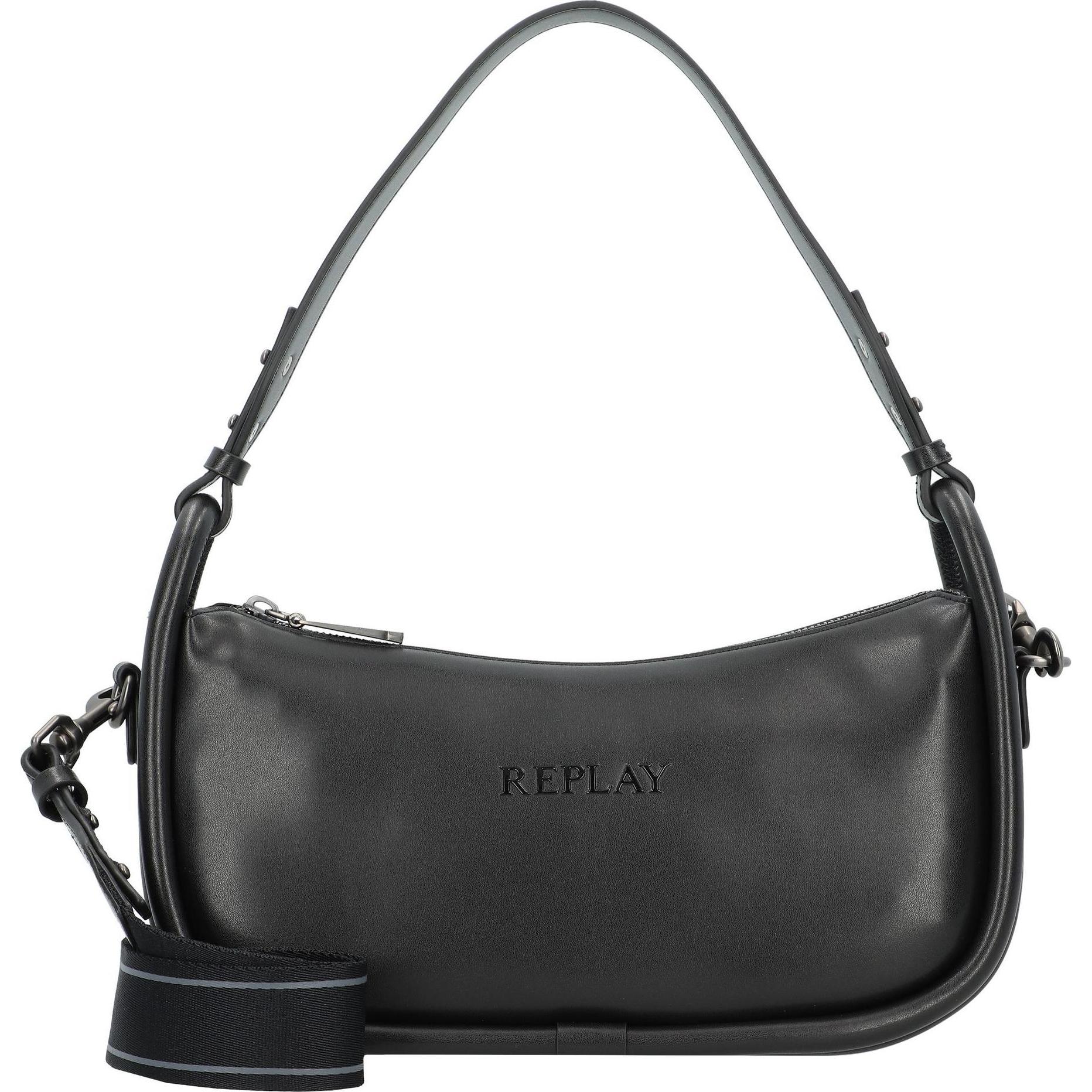 Replay, Handtasche, Schultertasche 30 cm, Schwarz
