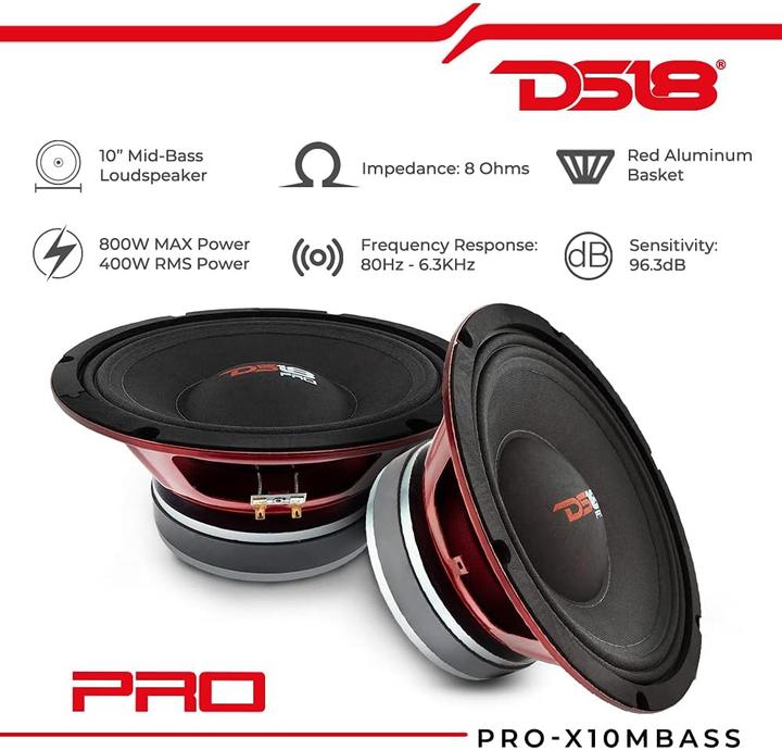 Image du produit DS18 Midrange Lautsprecher PRO-X10MBASS (800 W, 26.10 cm)
