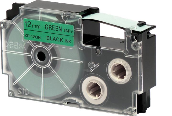 Actual product image Casio XR-12GN1 Colour ribbon 12mm, black/green (1.20 cm, Black, Green)