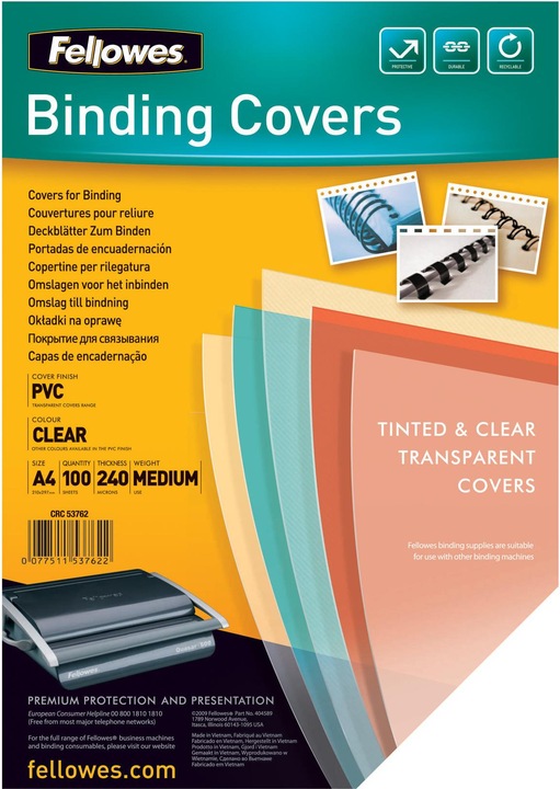 Produktbild Fellowes PVC Deckblätter (A4, 240 Mikron)