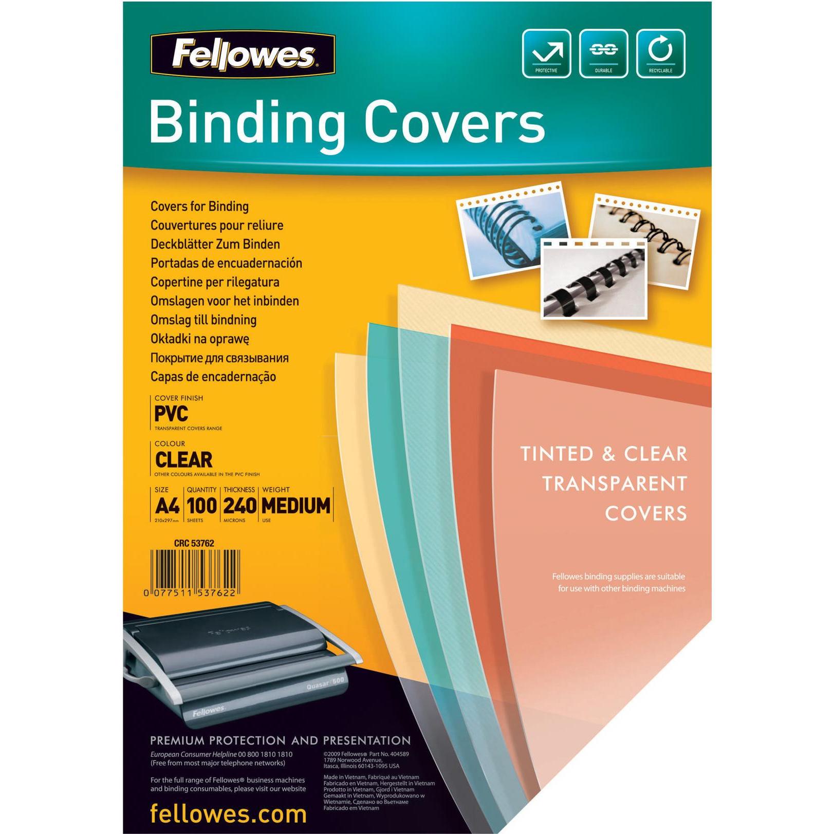 Fellowes, Bindegerät Zubehör, PVC Deckblätter (A4, 240 Mikron)