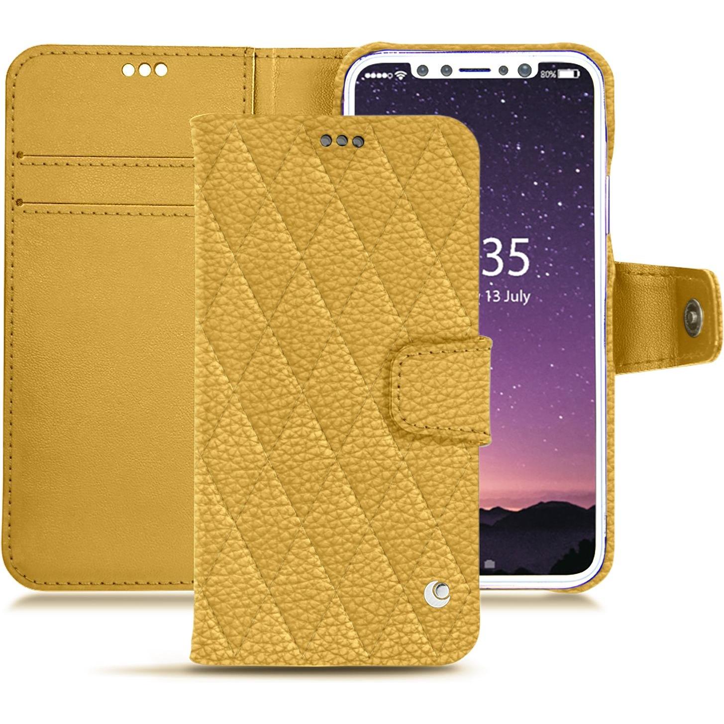 Noreve Lederschutzhülle Wallet (Apple iPhone X), Smartphone Hülle, Orange