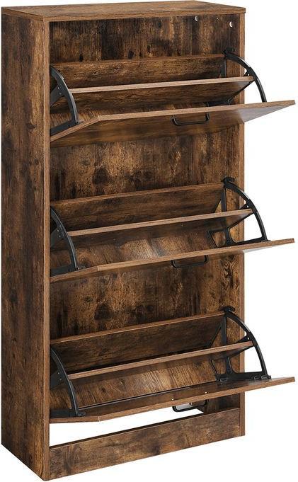 Actual product image Songmics Shoe Cabinet Particleboard - Rustic brown (60 x 24 x 120 cm)