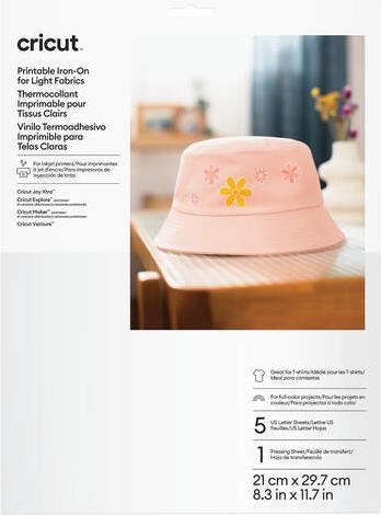 Produktbild Cricut Aufbügelfolie Joy Xtra bedruckbar A4, 5 Bögen, Weiss