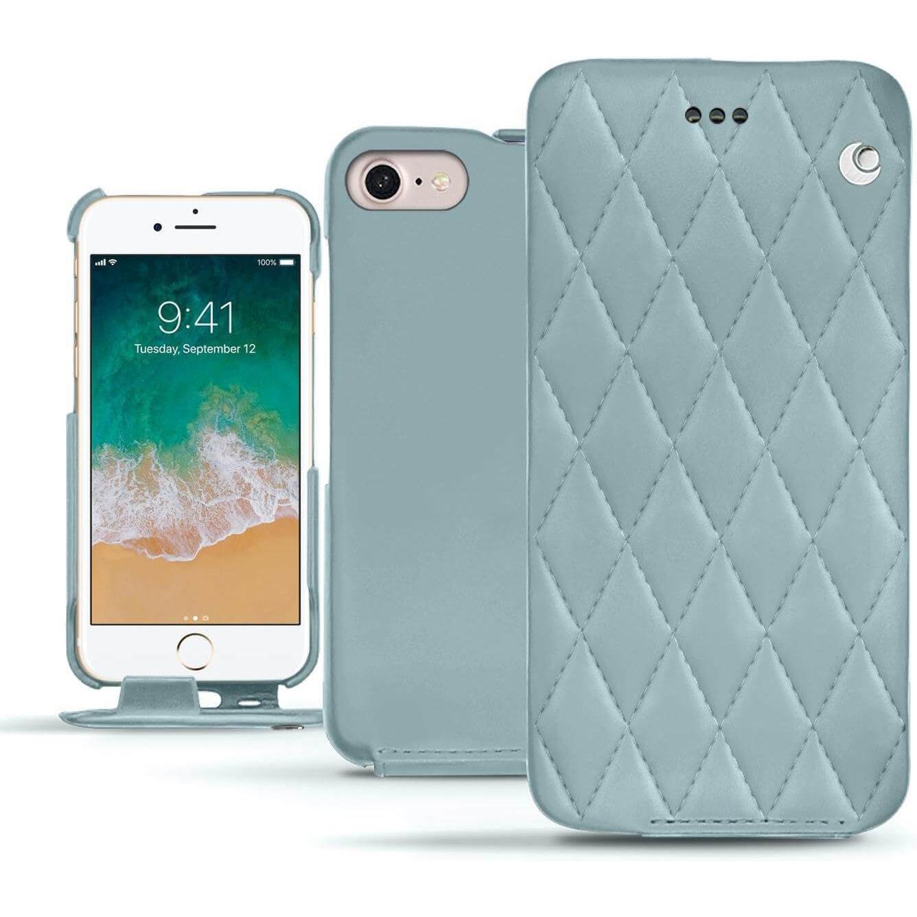 Noreve Lederschutzhülle vertikal (Apple iPhone 7), Smartphone Hülle, Blau