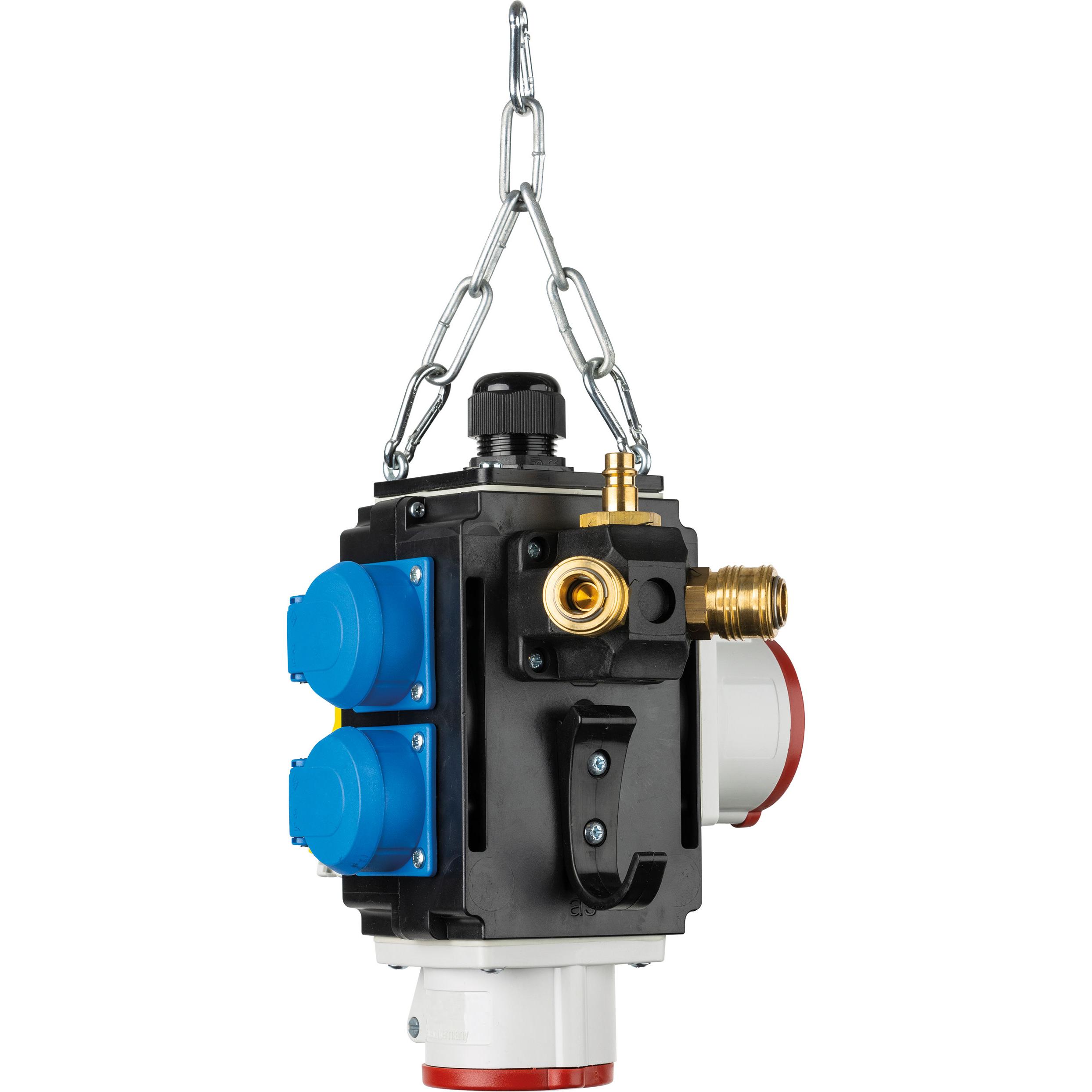 As - Schwabe, Baustromverteiler, Energiewürfel mit Druckluft- und Datenanschluss (7 x, CEE 7/3, CEE)