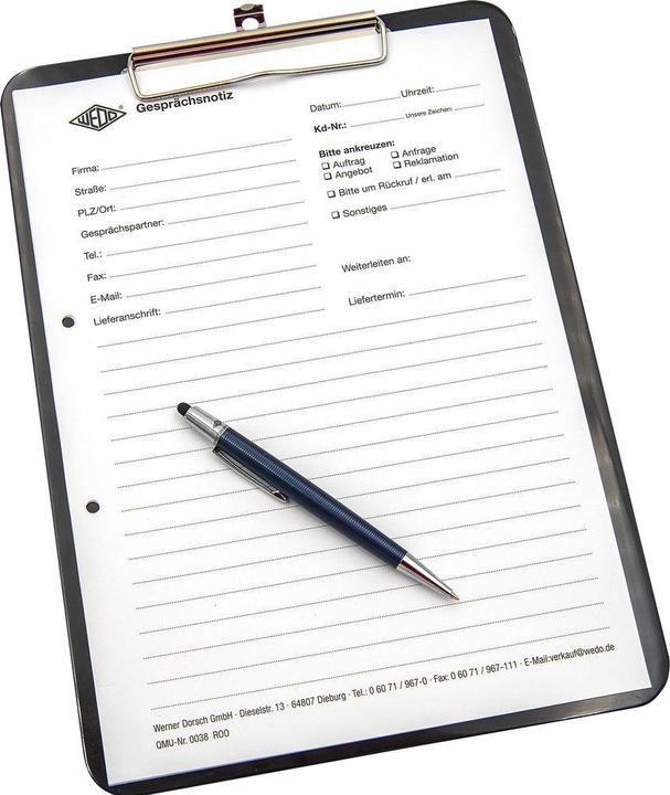 Actual product image Wedo Clipboard A4 with pen holder black (22.50 x 32 cm)