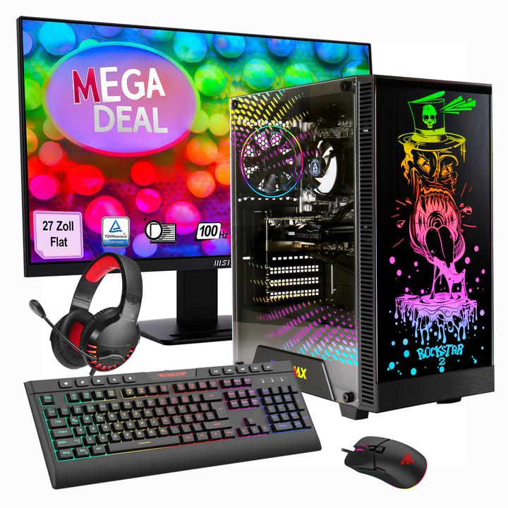 Produktbild GameMax MegaDeal Gaming-PC Rockstar SET2604 7588 + MSI PRO MP273A Monitor 69cm (27") (AMD Ryzen 7 5700X, 32 GB, 1000 GB, GeForce RTX 5060)