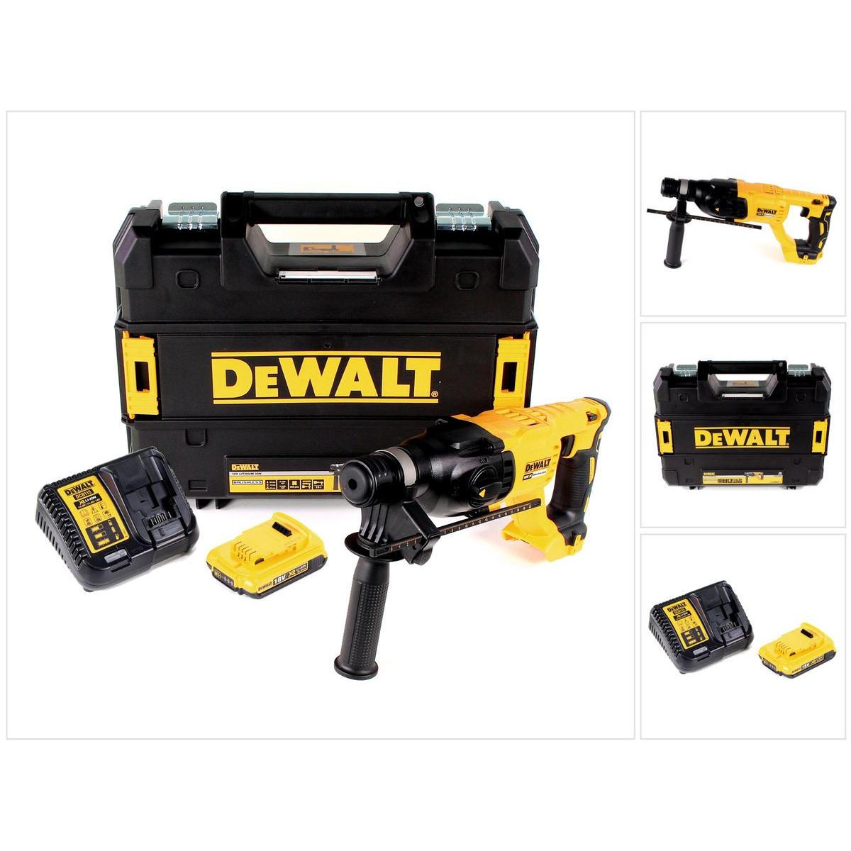 DeWalt, Bohrmaschine + Akkuschrauber, DCH 133 D1 Akku Kombihammer 18V 2,6J SDS plus Brushless + 1x Akku 2,0Ah + Ladegerä...
