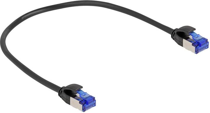 Actual product image Delock RJ45 network cable Cat.6A S/FTP Slim 0.25 m black (S/FTP, CAT6a, 0.25 m)