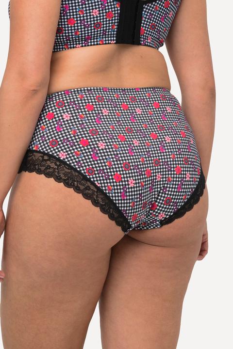 Produktbild Ulla Popken Midislip, Hahnentrittmuster, Blumen, Spitze (58, 60)