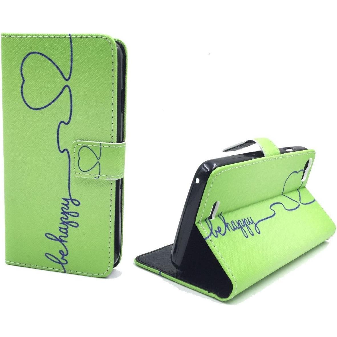 König Design Schutz Hülle für Wiko Lenny Be Happy Grün Tasche Cover Case + 1 Panzer Schutz Glas Neu (Wiko Lenny), Smartp...