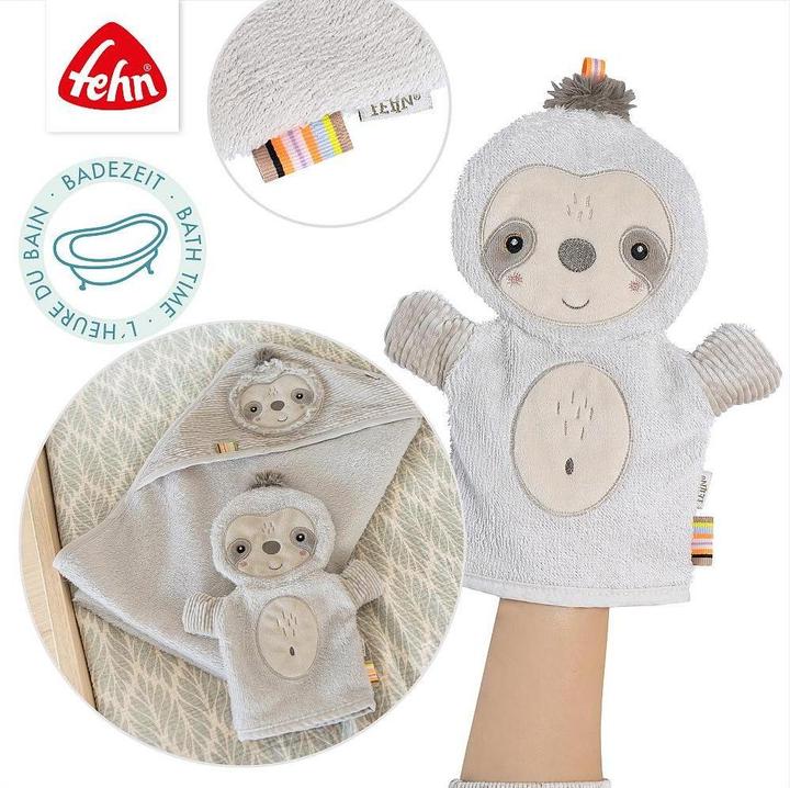 Image du produit Fehn Baby-Waschhandschuh Faultier, Material: Polyester, Frottee