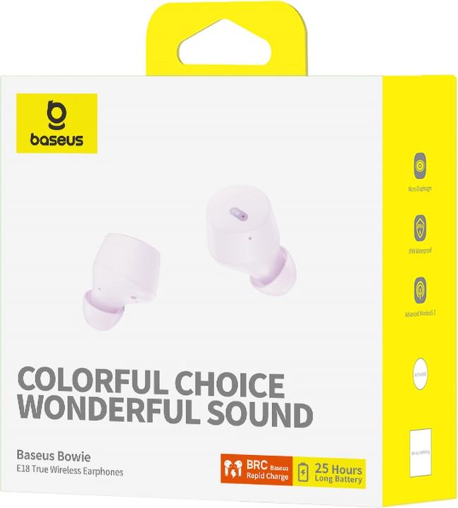 Immagine prodotto Baseus Cuffie Bowie E18 wireless TWS ENC IPX4 - viola (25 h, Senza fili)