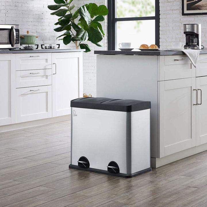 Produktbild Svita T2X24 Edelstahl Mülleimer, Silber (48 l)