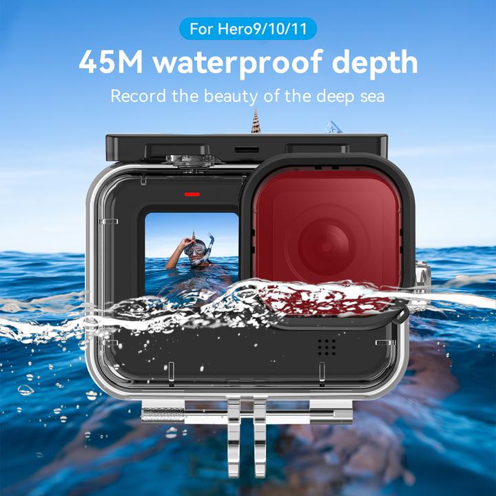Image du produit Telesin 45m waterproof case and diving lens kit (purple/red/magenta) for GoPro Hero 13/12/11/10/9 (Hero 10, Héros 9, Hero 12, Hero 11)