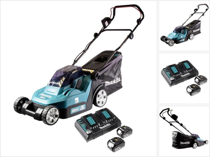 Produktbild Makita DLM 432 PM2 Akku Rasenmäher 36 V ( 2x 18 V ) 43 cm Brushless + 2x Akku 4,0 Ah + Doppel (Akkubetrieb)