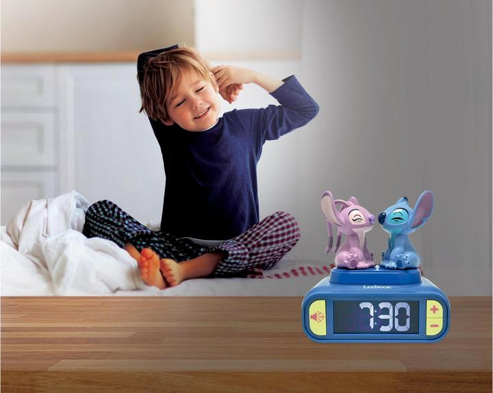Image du produit Lexibook - Stitch & Angel Night Light Alarm Clock with Sounds - Blue/Pink - Compact Size