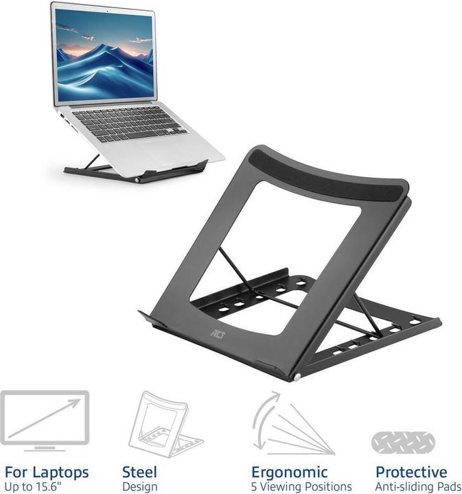 Image du produit ACT Support pour ordinateur portable pliable avec 5 positions de hauteur réglables